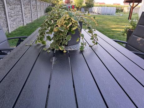 Grafitowe meble aluminiowe - stół 180cm i składane krzesła - Kanbery Antracite 8+1