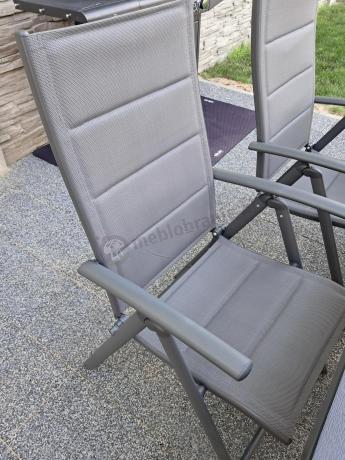 Grafitowe meble aluminiowe - stół 180cm i składane krzesła - Kanbery Antracite 8+1
