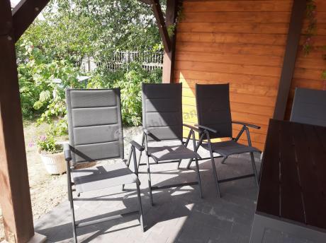 Grafitowe meble aluminiowe - stół 180cm i składane krzesła - Kanbery Antracite 8+1
