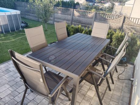 Grafitowe meble aluminiowe - stół 180cm i składane krzesła - Kanbery Antracite 8+1