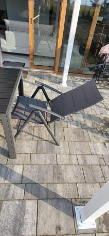 Grafitowe meble aluminiowe - stół 180cm i składane krzesła - Kanbery Antracite 8+1