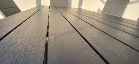 Grafitowe meble aluminiowe - stół 180cm i składane krzesła - Kanbery Antracite 8+1