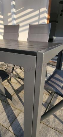 Grafitowe meble aluminiowe - stół 180cm i składane krzesła - Kanbery Antracite 8+1