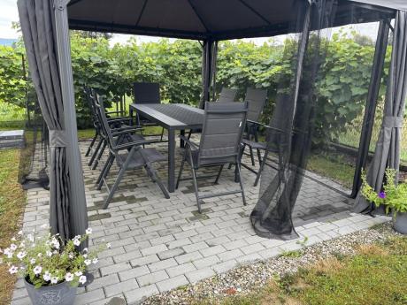 Grafitowe meble aluminiowe - stół 180cm i składane krzesła - Kanbery Antracite 8+1