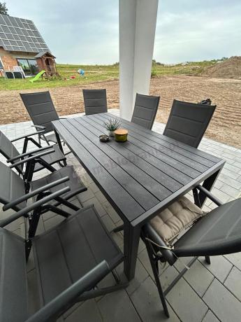 Grafitowe meble aluminiowe - stół 180cm i składane krzesła - Kanbery Antracite 8+1