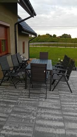 Grafitowe meble aluminiowe - stół 180cm i składane krzesła - Kanbery Antracite 8+1