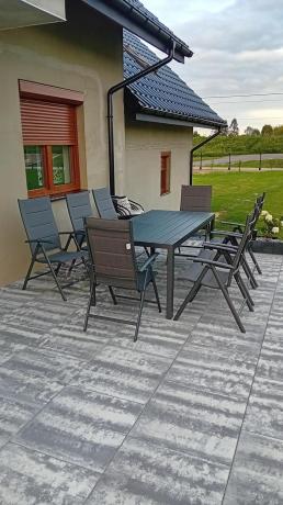 Grafitowe meble aluminiowe - stół 180cm i składane krzesła - Kanbery Antracite 8+1
