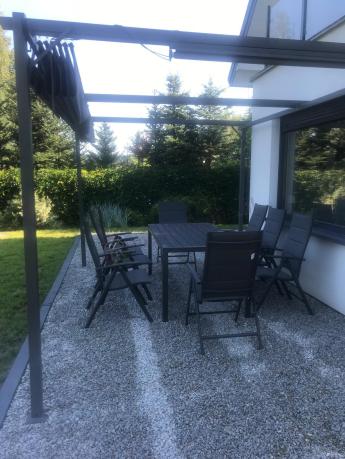 Grafitowe meble aluminiowe - stół 180cm i składane krzesła - Kanbery Antracite 8+1