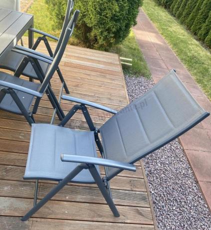 Grafitowe meble aluminiowe - stół 180cm i składane krzesła - Kanbery Antracite 8+1