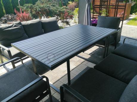 Grafitowe meble metalowe na taras dla 8 osób z 2 sofami Ater Grande - Dark Grey
