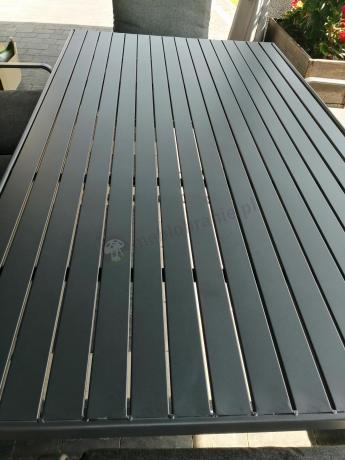 Grafitowe meble metalowe na taras dla 8 osób z 2 sofami Ater Grande - Dark Grey