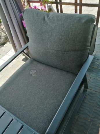 Grafitowe meble metalowe na taras dla 8 osób z 2 sofami Ater Grande - Dark Grey