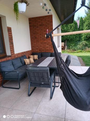 Grafitowe meble metalowe na taras dla 8 osób z 2 sofami Ater Grande - Dark Grey