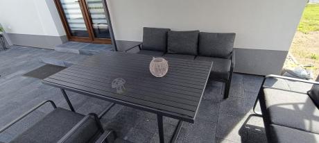 Grafitowe meble metalowe na taras dla 8 osób z 2 sofami Ater Grande - Dark Grey