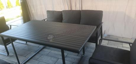 Grafitowe meble metalowe na taras dla 8 osób z 2 sofami Ater Grande - Dark Grey