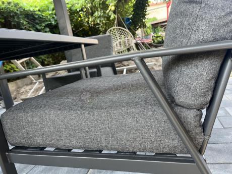 Grafitowe meble metalowe na taras dla 8 osób z 2 sofami Ater Grande - Dark Grey