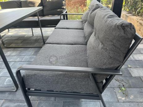 Grafitowe meble metalowe na taras dla 8 osób z 2 sofami Ater Grande - Dark Grey