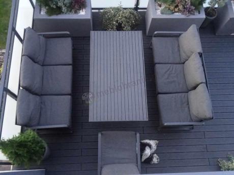 Grafitowe meble metalowe na taras dla 8 osób z 2 sofami Ater Grande - Dark Grey