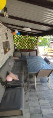 Grafitowe meble metalowe na taras dla 8 osób z 2 sofami Ater Grande - Dark Grey