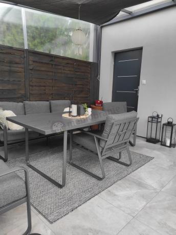 Grafitowe meble metalowe na taras dla 8 osób z 2 sofami Ater Grande - Dark Grey