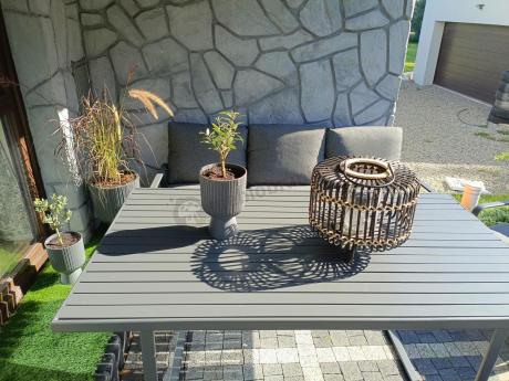 Grafitowe meble metalowe na taras dla 8 osób z 2 sofami Ater Grande - Dark Grey