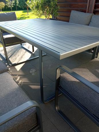 Grafitowe meble metalowe na taras dla 8 osób z 2 sofami Ater Grande - Dark Grey