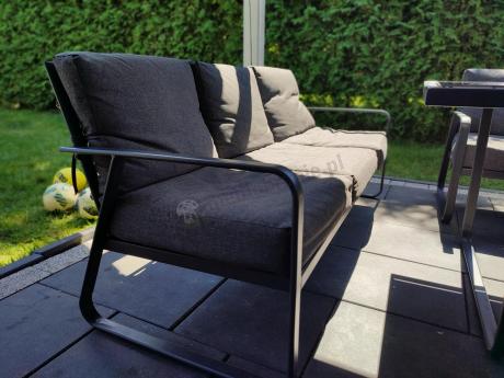 Grafitowe meble metalowe na taras dla 8 osób z 2 sofami Ater Grande - Dark Grey
