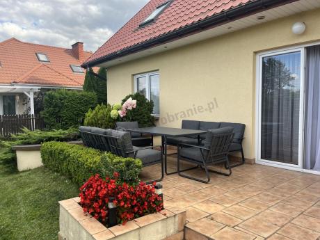 Grafitowe meble metalowe na taras dla 8 osób z 2 sofami Ater Grande - Dark Grey