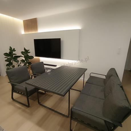 Grafitowe meble metalowe na taras dla 8 osób z 2 sofami Ater Grande - Dark Grey