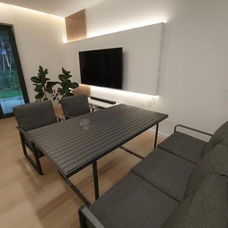 Grafitowe meble metalowe na taras dla 8 osób z 2 sofami Ater Grande - Dark Grey