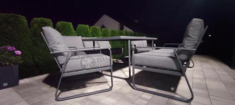 Grafitowe meble metalowe na taras dla 8 osób z 2 sofami Ater Grande - Dark Grey