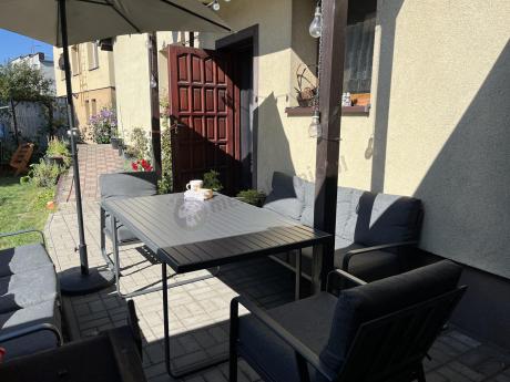 Grafitowe meble metalowe na taras dla 8 osób z 2 sofami Ater Grande - Dark Grey