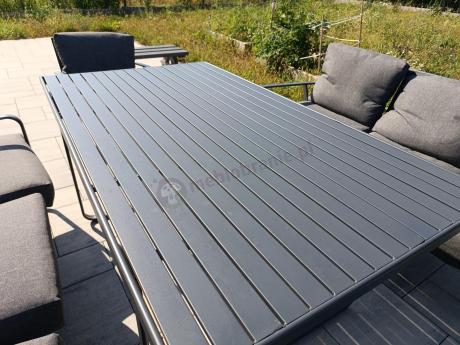 Grafitowe meble metalowe na taras dla 8 osób z 2 sofami Ater Grande - Dark Grey