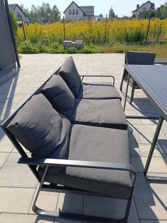 Grafitowe meble metalowe na taras dla 8 osób z 2 sofami Ater Grande - Dark Grey