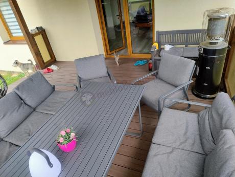 Grafitowe meble metalowe na taras dla 8 osób z 2 sofami Ater Grande - Dark Grey