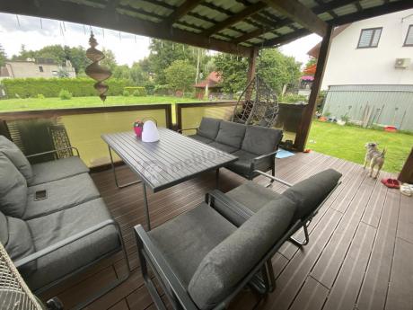 Grafitowe meble metalowe na taras dla 8 osób z 2 sofami Ater Grande - Dark Grey