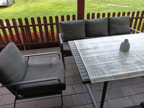 Grafitowe meble metalowe na taras dla 8 osób z 2 sofami Ater Grande - Dark Grey