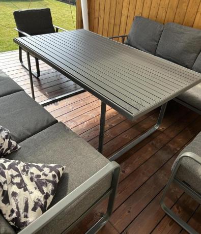 Grafitowe meble metalowe na taras dla 8 osób z 2 sofami Ater Grande - Dark Grey