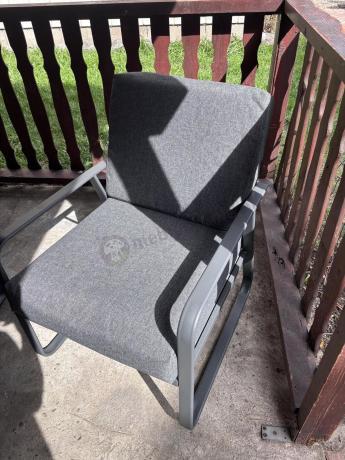 Grafitowe meble metalowe na taras dla 8 osób z 2 sofami Ater Grande - Dark Grey