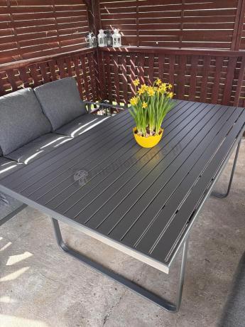 Grafitowe meble metalowe na taras dla 8 osób z 2 sofami Ater Grande - Dark Grey