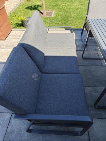 Grafitowe meble metalowe na taras dla 8 osób z 2 sofami Ater Grande - Dark Grey