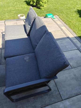Grafitowe meble metalowe na taras dla 8 osób z 2 sofami Ater Grande - Dark Grey