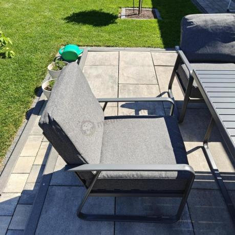 Grafitowe meble metalowe na taras dla 8 osób z 2 sofami Ater Grande - Dark Grey