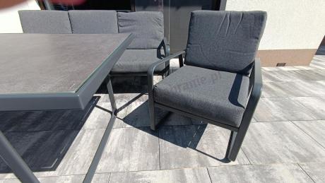 Grafitowe meble metalowe na taras dla 8 osób z 2 sofami Ater Grande - Dark Grey