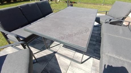 Grafitowe meble metalowe na taras dla 8 osób z 2 sofami Ater Grande - Dark Grey