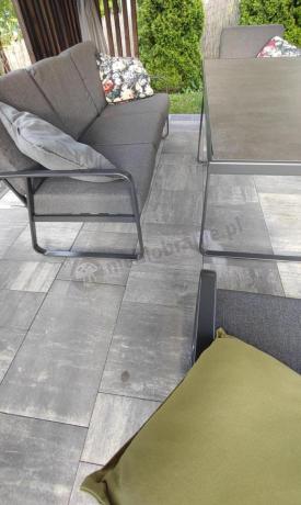 Grafitowe meble metalowe na taras dla 8 osób z 2 sofami Ater Grande - Dark Grey