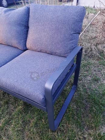 Grafitowe meble metalowe na taras z sofą i fotelami - Panaon Dining DG