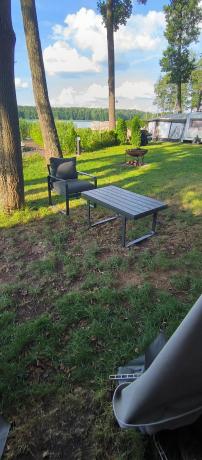 Grafitowe meble metalowe na taras z sofą i fotelami - Panaon Dining DG