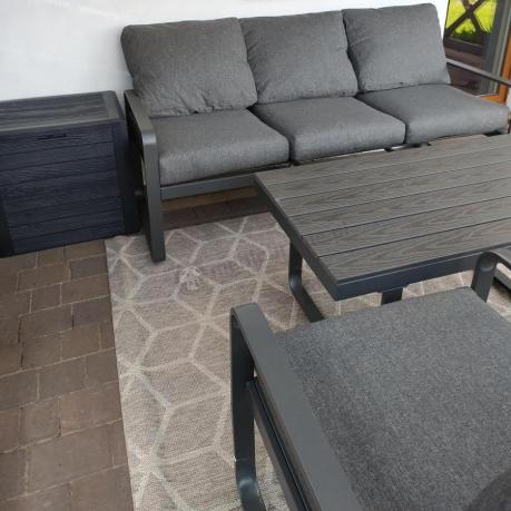 Grafitowe meble metalowe na taras z sofą i fotelami - Panaon Dining DG