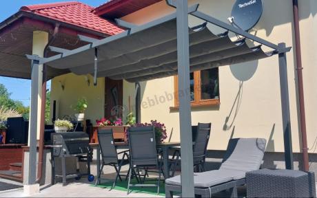 Grafitowe meble ogrodowe aluminiowe - stół 180cm i składane krzesła - Kanbery Antracite 8+1